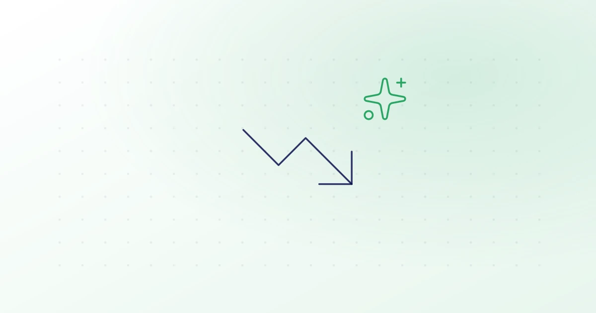 Un gráfico de precios que baja con un destello de inteligencia artificial